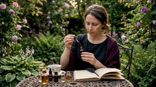Un passionné qui compose son propre parfum lors d’un atelier de création, au cœur d’un laboratoire artisanal.
