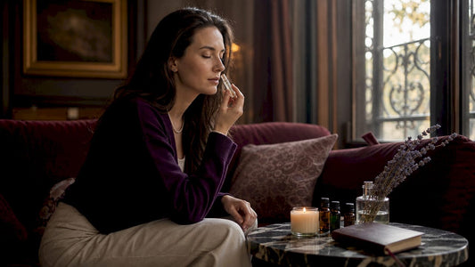 Woman practicing intentional fragrance inhalation