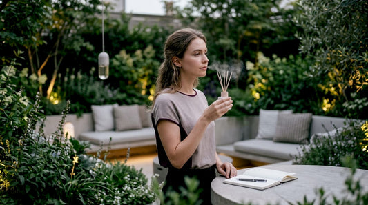 Woman interacting with immersive fragrance exhibit