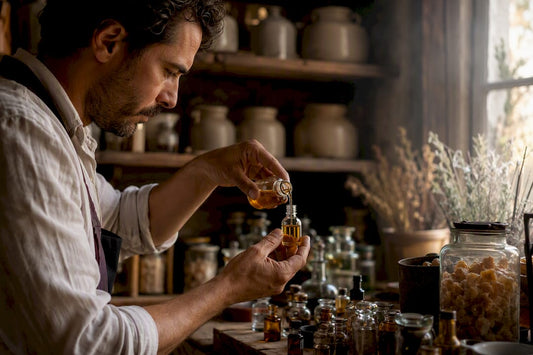 Parfumeur artisanal versant de l'huile essentielle d'encens