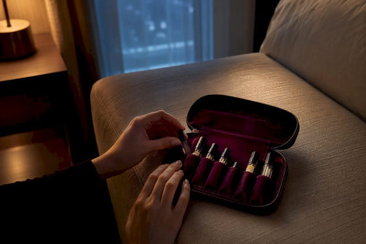 Muestras de perfume en estuche para viaje