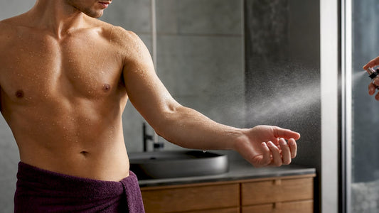 Fragrance mist applied to damp skin