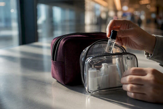Anonymous fragrance decant packed for airport security