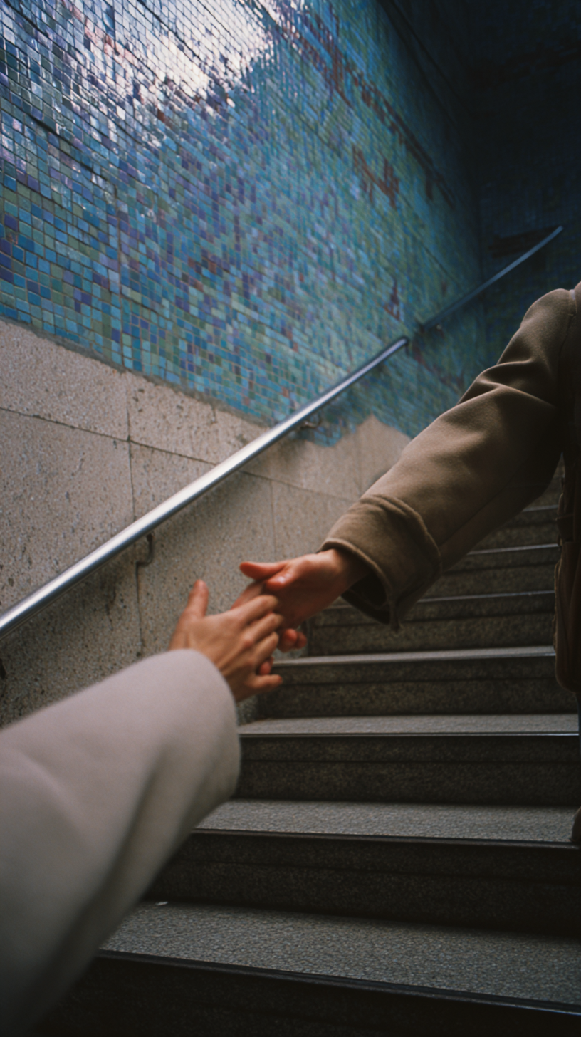 Emotional perfume ritual daily transformation — Wim Wenders hand reaching gesture · Maison Voyageur identity transition