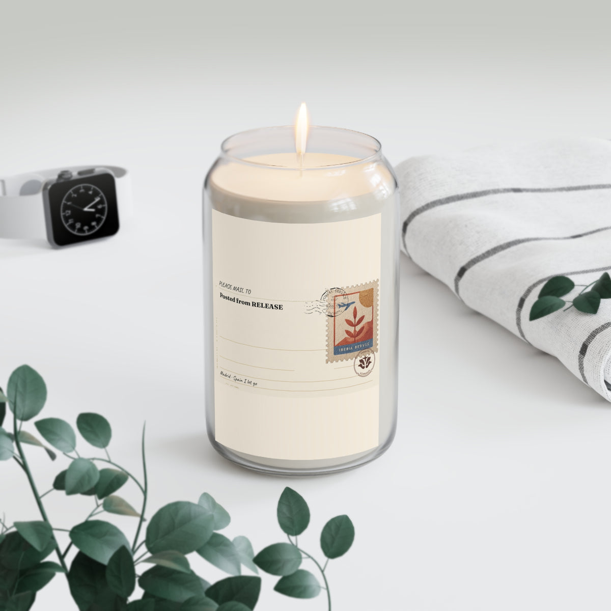 Personalized Soy Candle 14oz Release | I Let Go Mediterranean Olive Branch | Luxury Gift Maison Voyageur