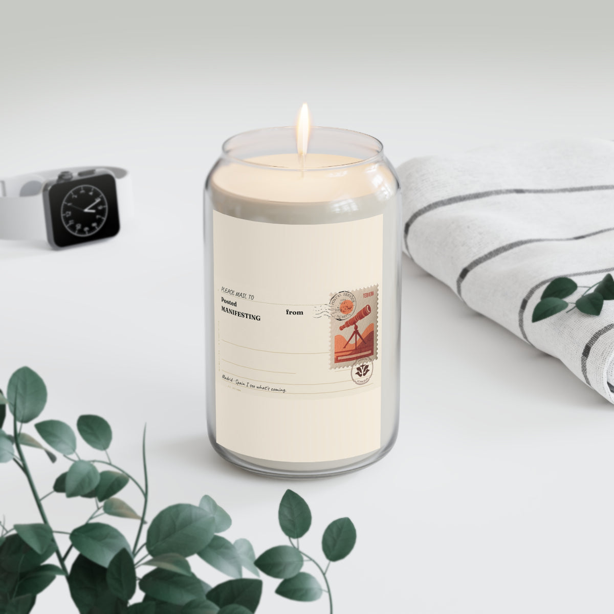 Personalized Soy Candle 14oz Manifesting | See It From Here Mediterranean Telescope | Luxury Gift Maison Voyageur