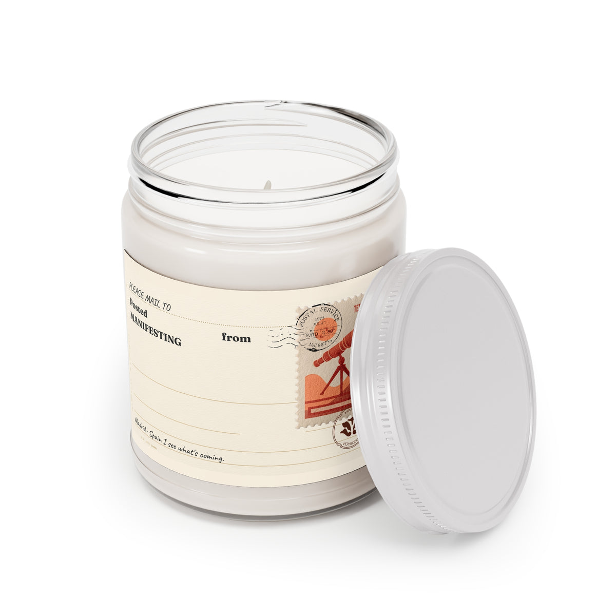 Personalized Soy Candle 9oz Manifesting | See It From Here Mediterranean Telescope | Luxury Gift Maison Voyageur