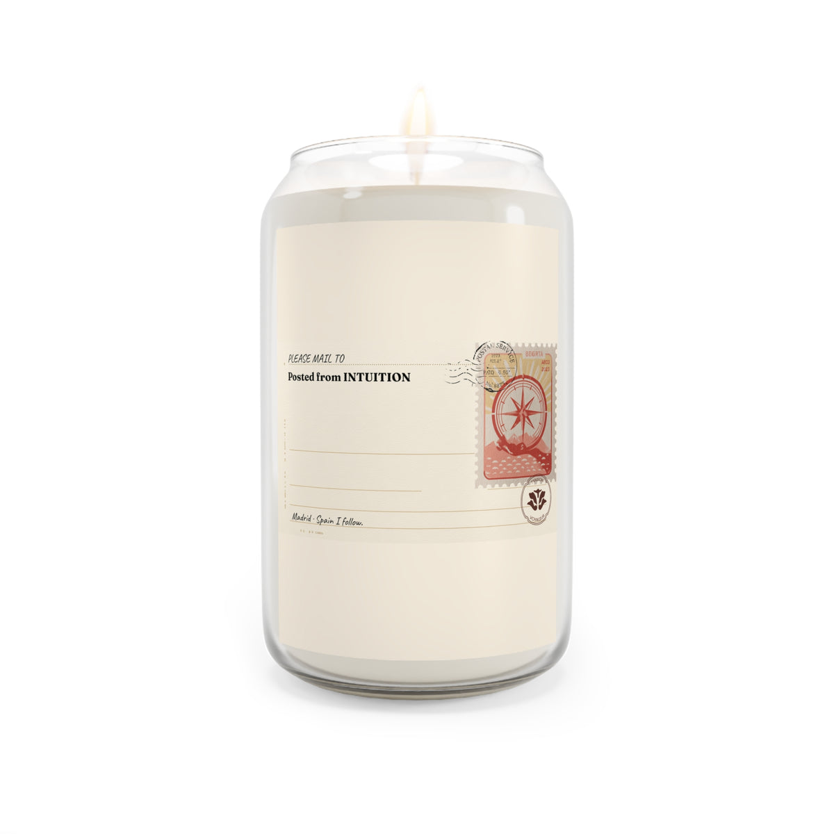 Personalized Soy Candle 14oz Intuition | I Follow Mediterranean Compass | Luxury Gift Maison Voyageur