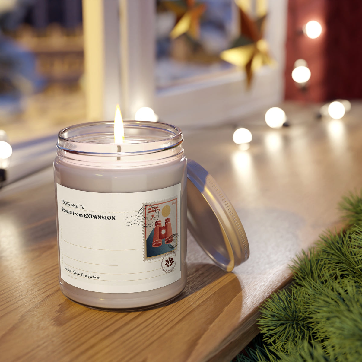 Personalized Soy Candle 9oz Expansion | See Further Mediterranean Binoculars | Luxury Gift Maison Voyageur
