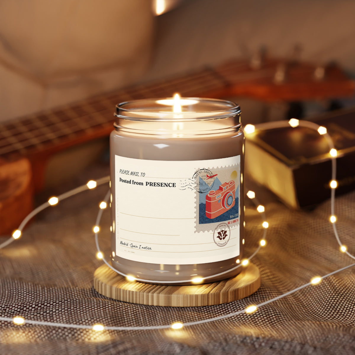 Personalized Soy Candle 9oz Presence | Notice This Moment Mediterranean Camera | Luxury Gift Maison Voyageur