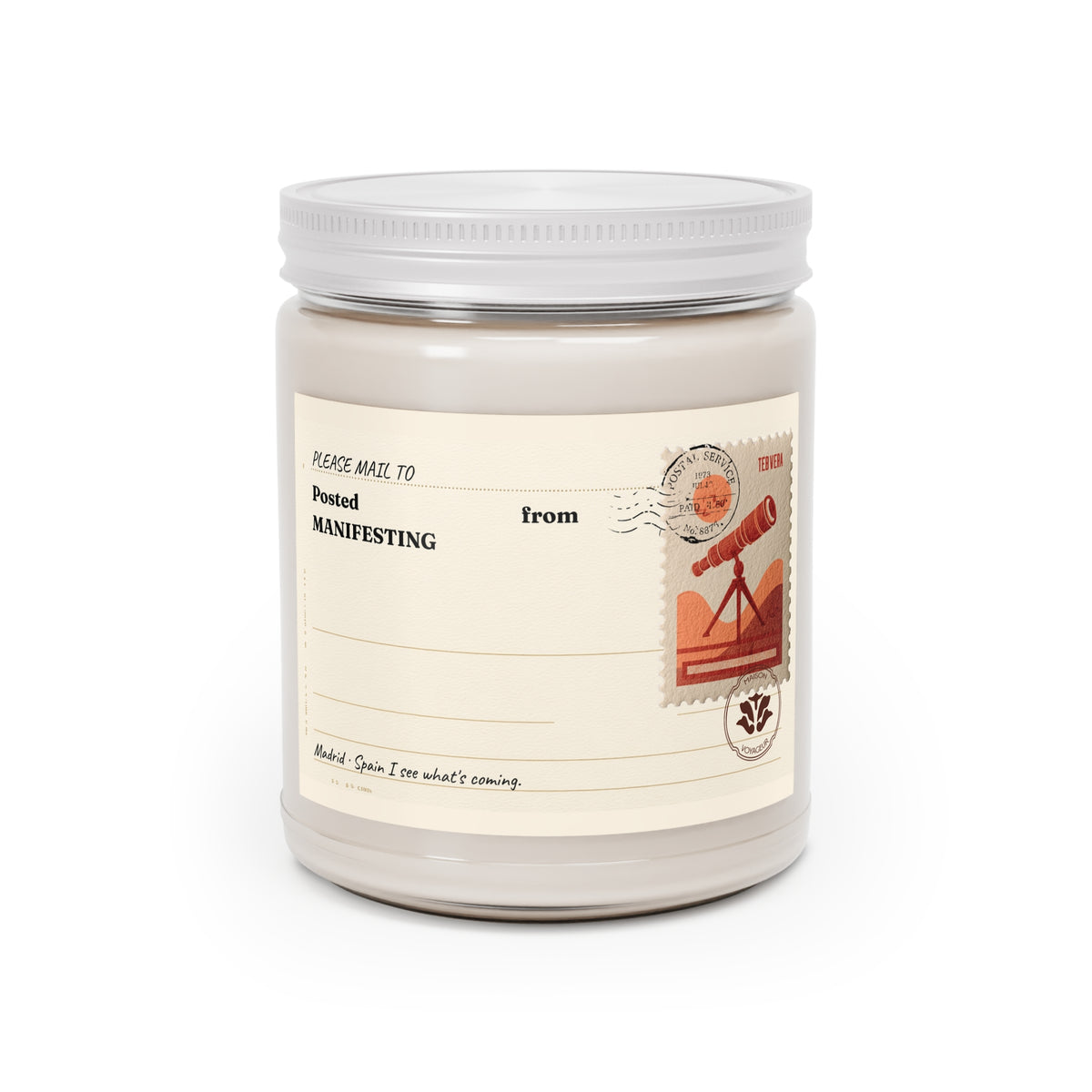 Personalized Soy Candle 9oz Manifesting | See It From Here Mediterranean Telescope | Luxury Gift Maison Voyageur