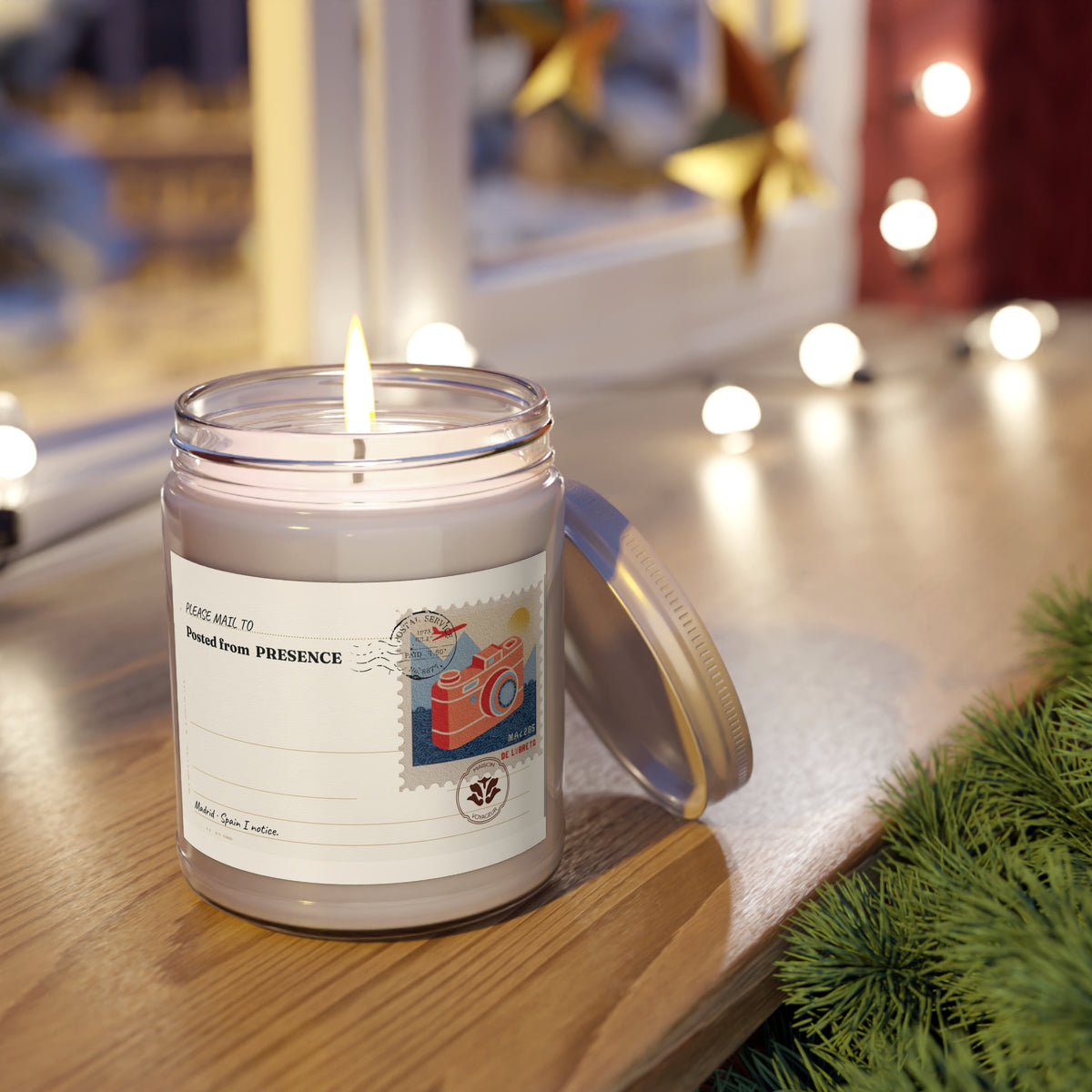 Personalized Soy Candle 9oz Presence | Notice This Moment Mediterranean Camera | Luxury Gift Maison Voyageur