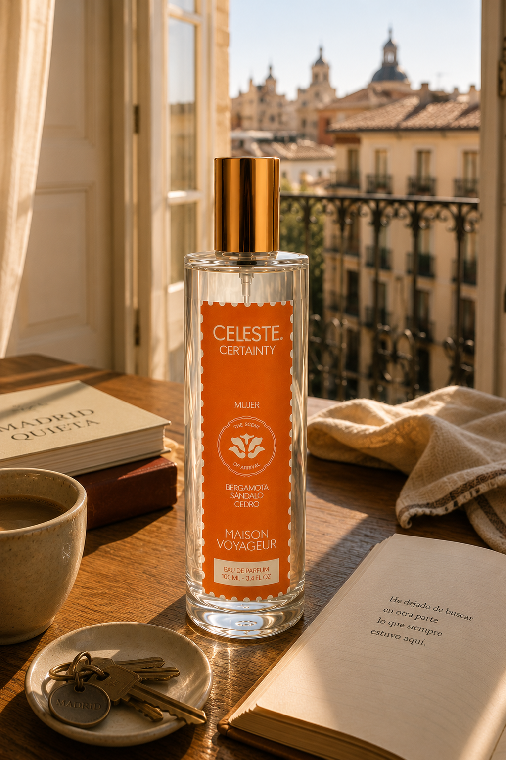 Certainty 100ml Eau de Parfum bottle · vanilla caramel cedar · Maison Voyageur Mediterranean perfumerie Madrid