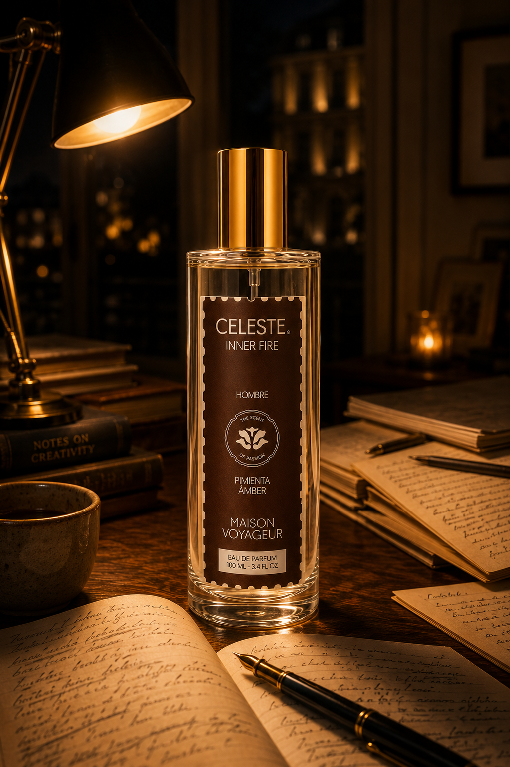 Inner Fire 100ml Eau de Parfum bottle · pepper amber leather · gift from her to him · Maison Voyageur Madrid