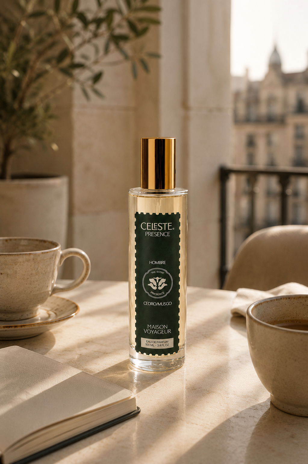 Presence 100ml Eau de Parfum bottle · cedar vetiver iris · gift from her to him · Maison Voyageur Madrid
