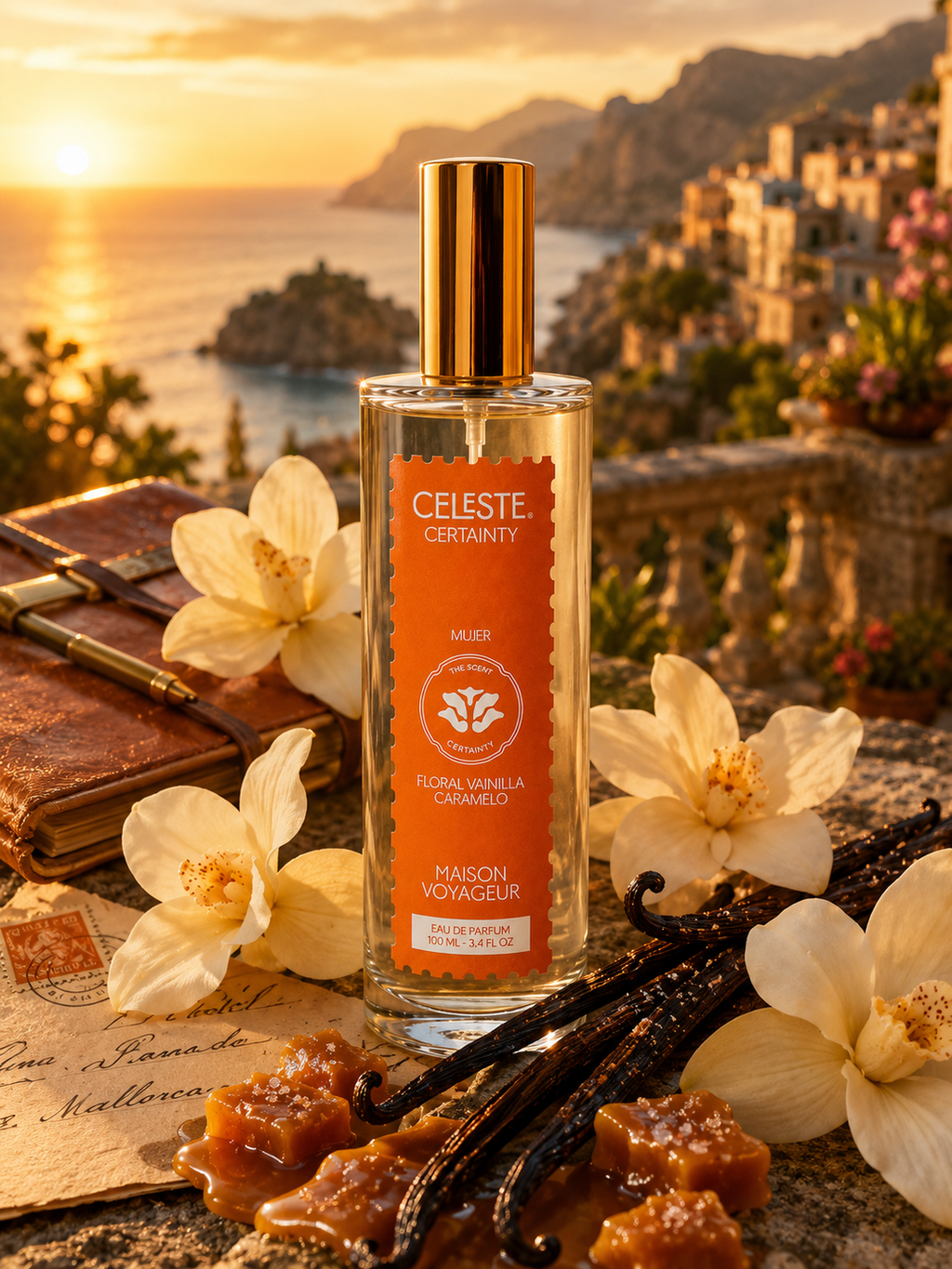 Certainty 100ml Eau de Parfum bottle · vanilla caramel cedar · Mediterranean perfumerie composed slowly in Madrid · Maison Voyageur