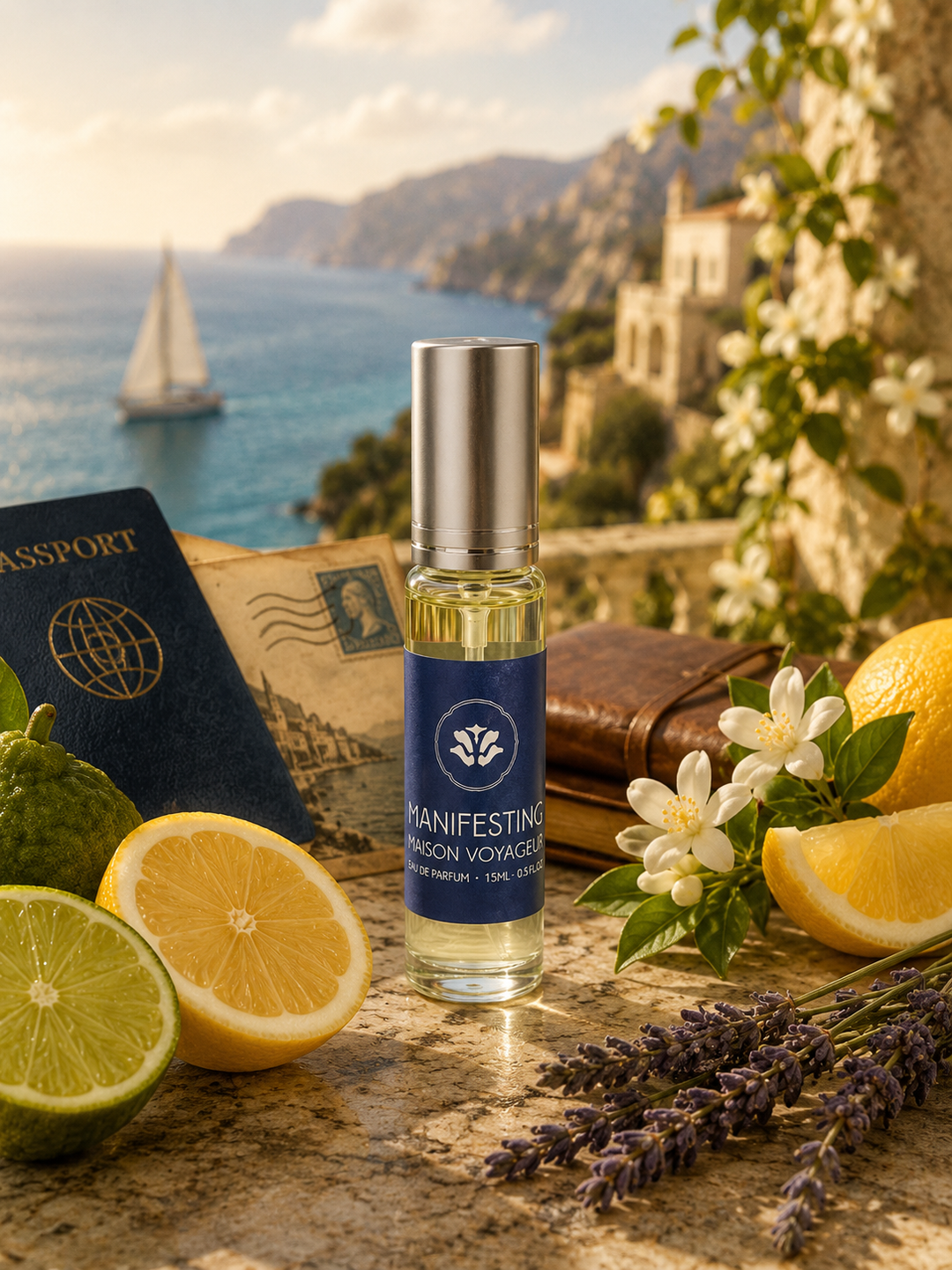 Manifesting 15ml Eau de Parfum travel bottle unisex · bergamot lime citrus cardamom · the invitation · Mediterranean perfumerie Maison Voyageur