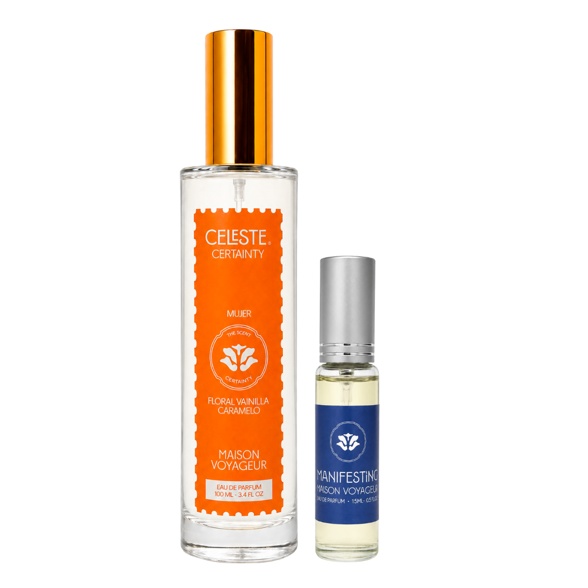 Discover Pack · Certainty 100ml + Manifesting 15ml · vanilla caramel + lime bergamot · Maison Voyageur Madrid