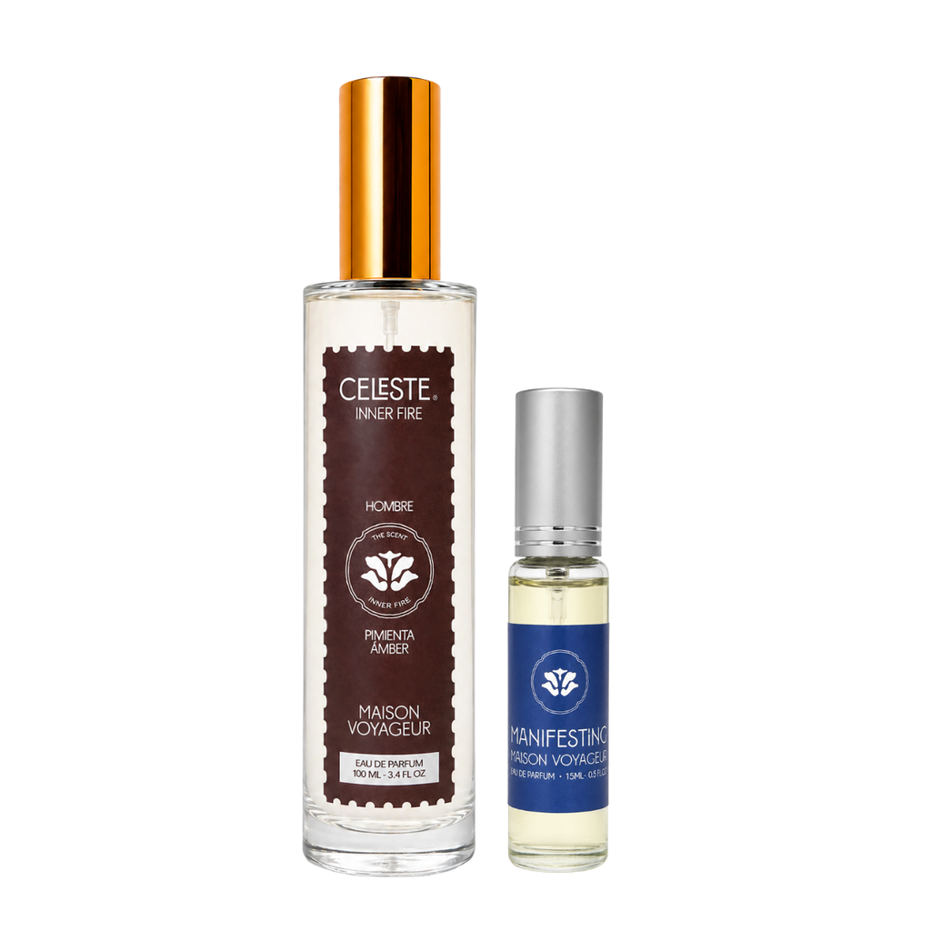 Discover Pack · Inner Fire 100ml + Manifesting 15ml · pepper amber + lime bergamot · Maison Voyageur Madrid