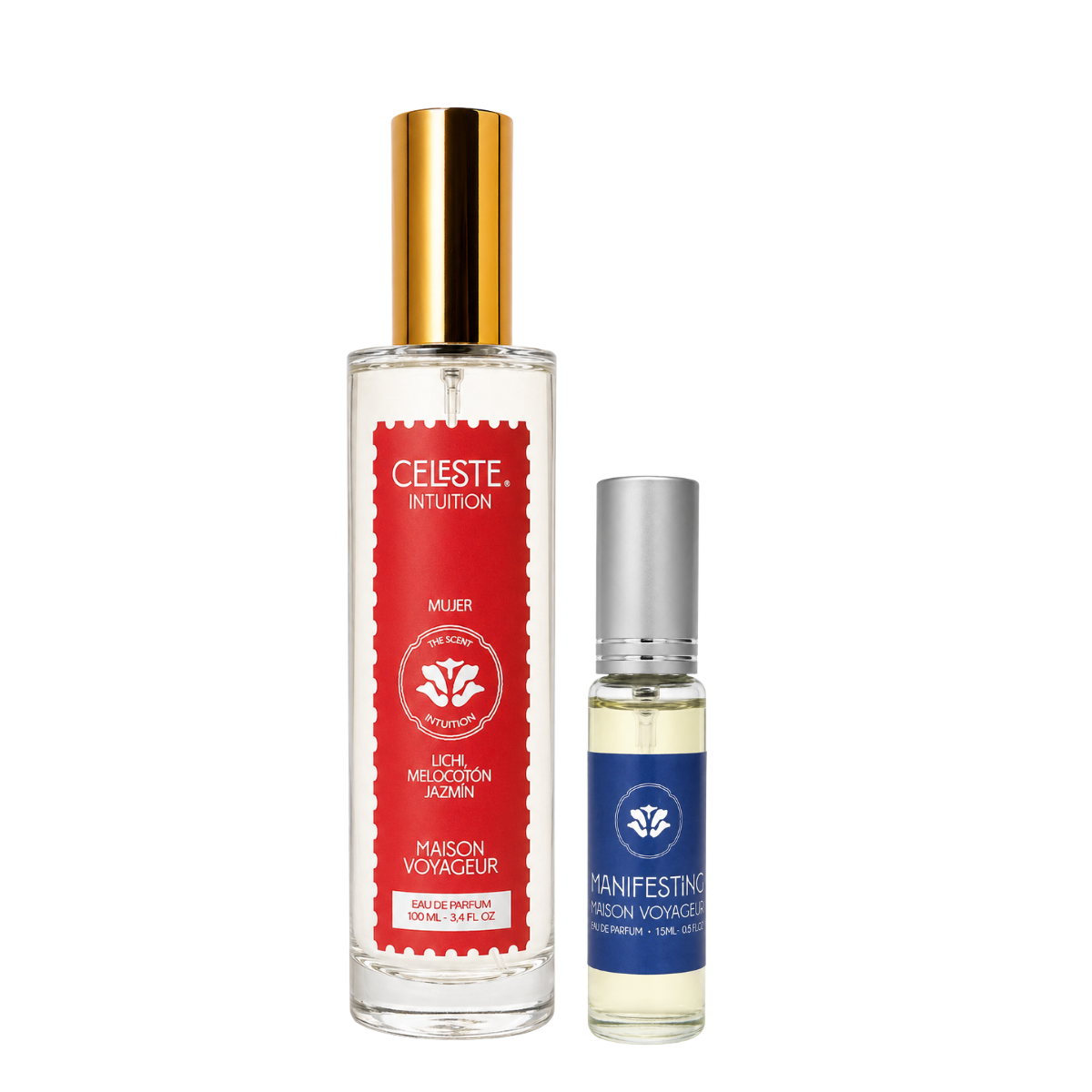 Discover Pack · Intuition 100ml + Manifesting 15ml · lychee peach + lime bergamot · Maison Voyageur Madrid