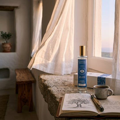 Manifesting 100ml Eau de Parfum lifestyle composition · bergamot lime citrus cardamom · Maison Voyageur Madrid