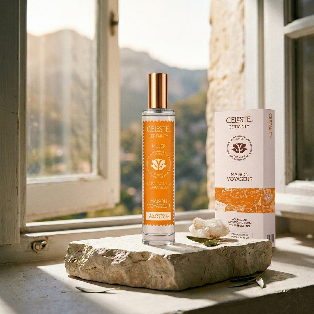 Certainty 100ml Eau de Parfum bottle · vanilla caramel cedar · Maison Voyageur Madrid