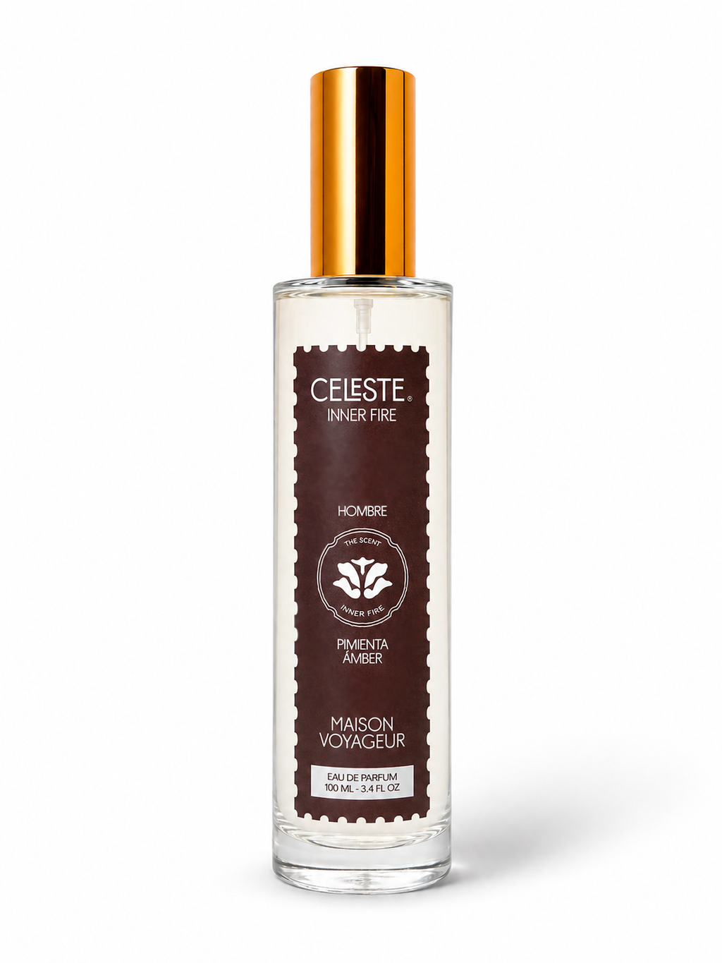 Inner Fire Eau de Parfum 100ml · pepper amber dried apricot · Maison Voyageur Mediterranean perfumery hand-blended in Madrid