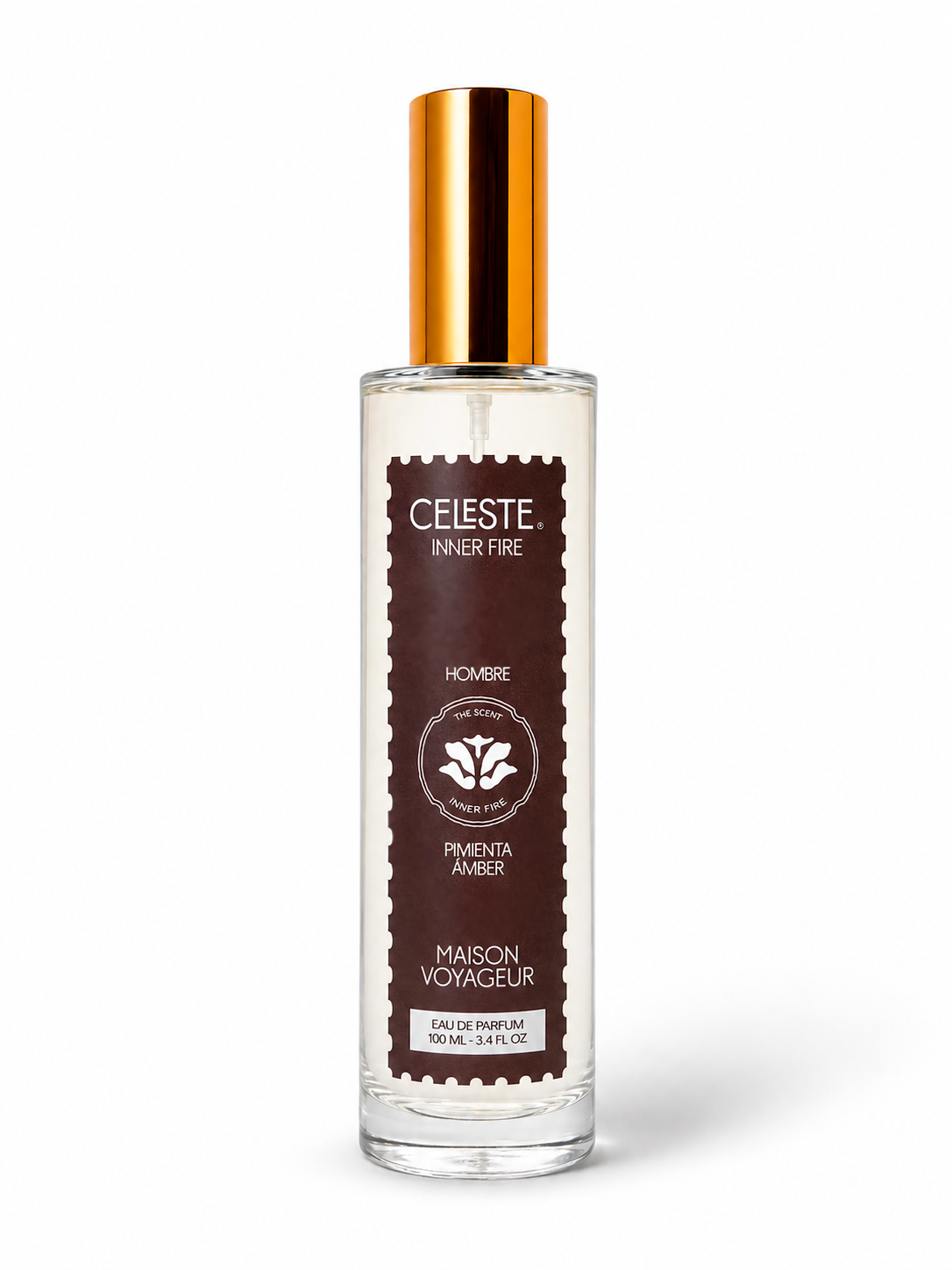 Inner Fire Eau de Parfum 100ml · pepper amber dried apricot · Maison Voyageur Mediterranean perfumery hand-blended in Madrid