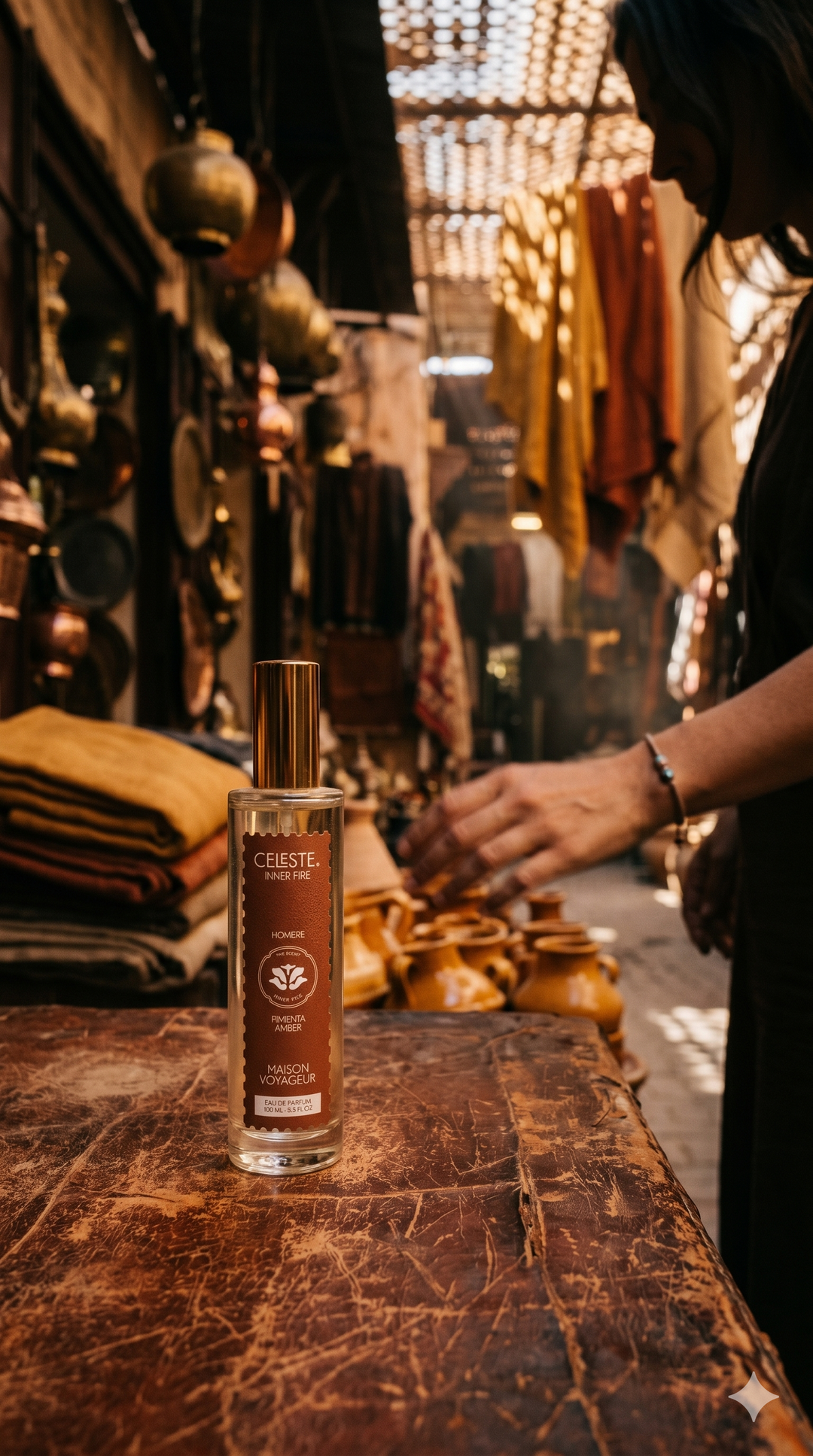 Inner Fire 100ml Eau de Parfum Mediterranean souk lifestyle · pepper amber leather · Maison Voyageur Madrid