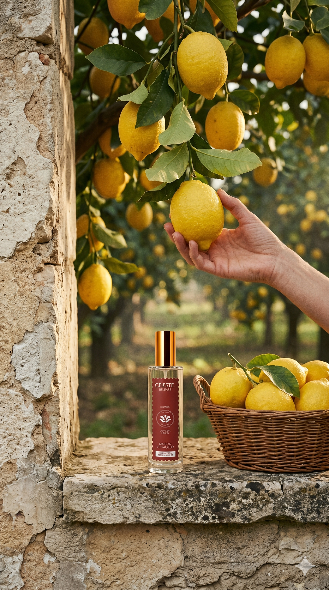 Release 100ml Eau de Parfum lifestyle Sicilian lemon · lavender vetiver cedar · Maison Voyageur Madrid
